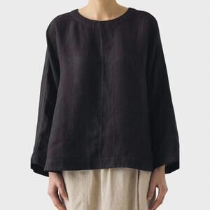 NEW TOAST garment dyed linen top in black pepper